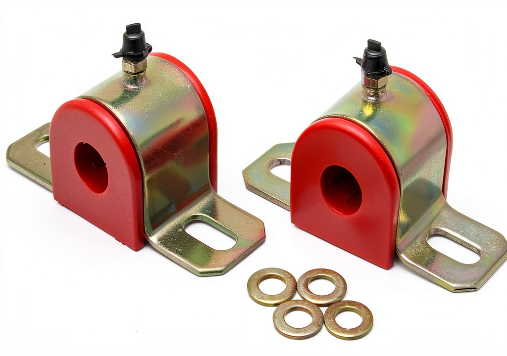 Energy Suspension greasable sway bar installed on a vehicle suspension