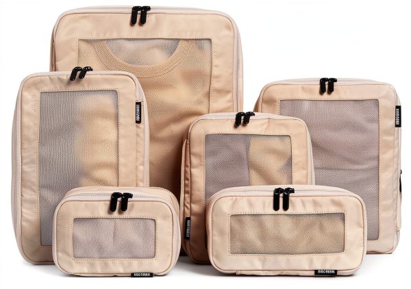 Compression Packing Cubes Aerotrunk 6 Pack Beige Nylon Travel-0