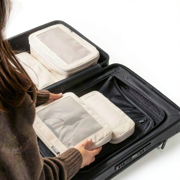 Compression Packing Cubes Aerotrunk 6 Pack Beige Nylon Travel-6