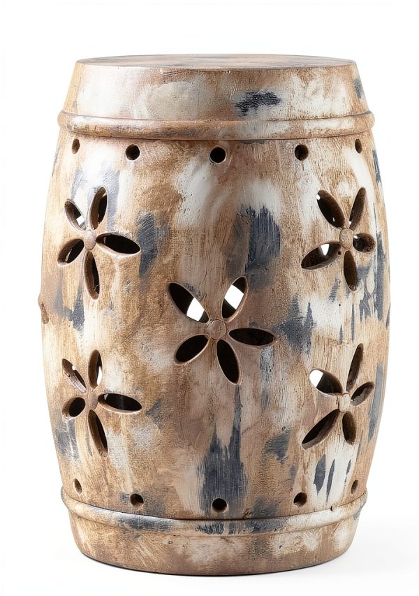 Garden Stool Safavieh Ilia Antiqued Cream Outdoor 14in x 14in x 19in-2