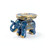 Elephant Stool by VANZUNE - Blue Resin Garden Seat with Koi Fish-0