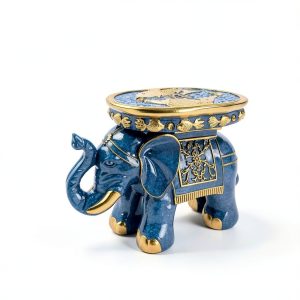 Elephant Stool by VANZUNE - Blue Resin Garden Seat with Koi Fish-0