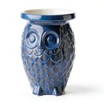 International Caravan Navy Blue Owl Ceramic Garden Stool 12" Height-0