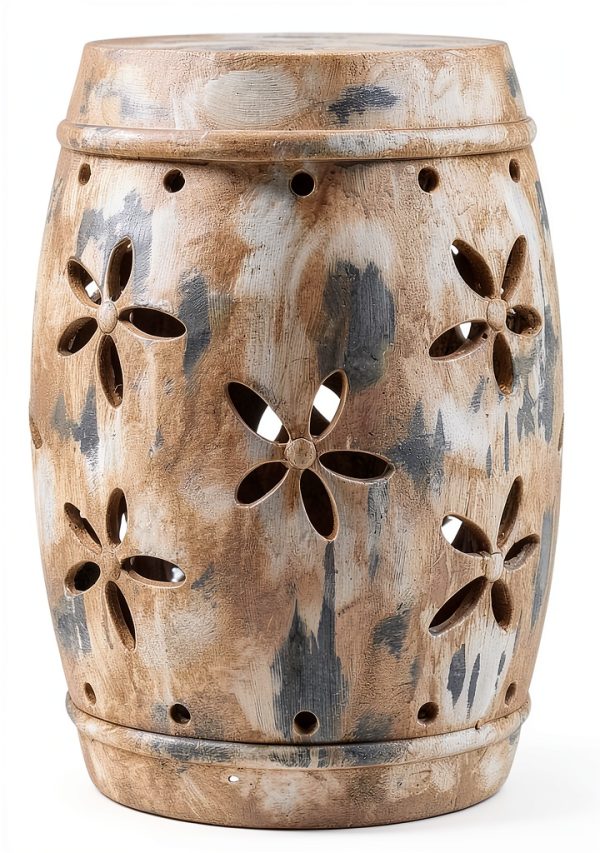 Garden Stool Safavieh Ilia Antiqued Cream Outdoor 14in x 14in x 19in-0