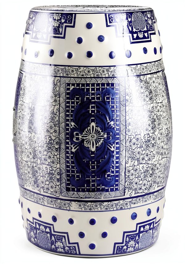 Garden Stool JONATHAN Y TBL1003A Blue/White Ceramic 17.8" Boho Patio-0