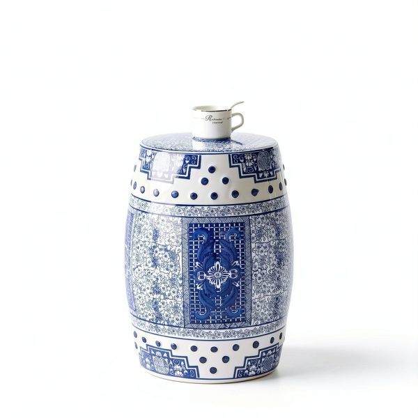 Garden Stool JONATHAN Y TBL1003A Blue/White Ceramic 17.8" Boho Patio-6