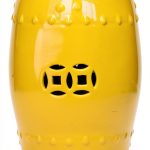 IINSSDJ Decorative Garden Stool Yellow Ceramic Round Side Table 33x45-0