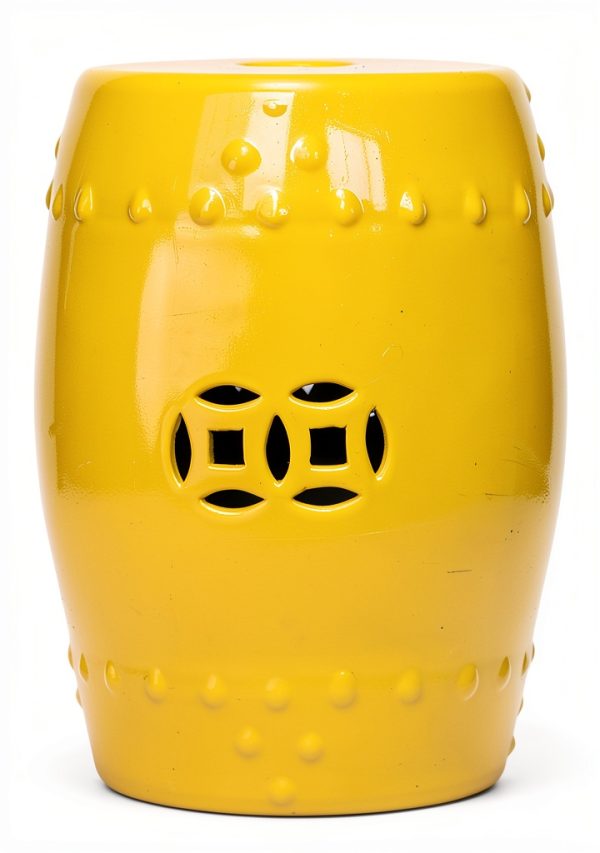 IINSSDJ Decorative Garden Stool Yellow Ceramic Round Side Table 33x45-0