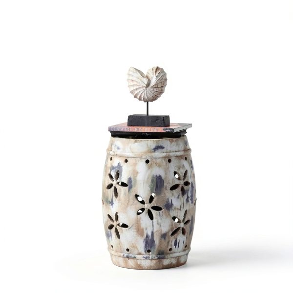 Garden Stool Safavieh Ilia Antiqued Cream Outdoor 14in x 14in x 19in-1