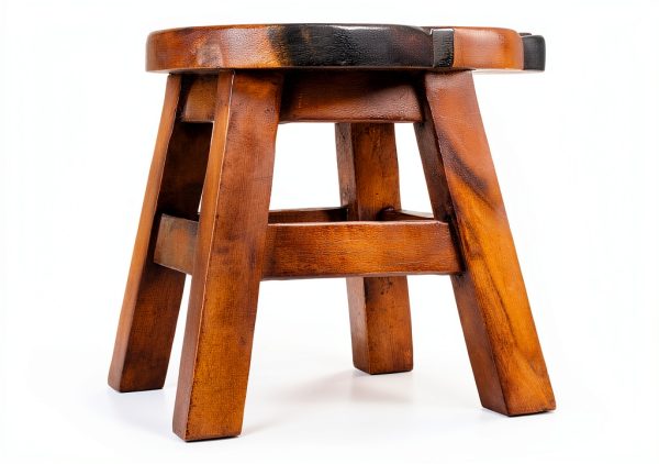 Sea Island Imports Sleepy Kitty Carved Acacia Hardwood Short Stool-4