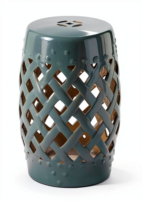 Ceramic Garden Stool Outsunny 13x18 Green Decorative Outdoor Stool-2
