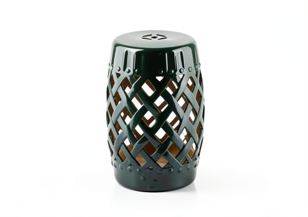Ceramic Garden Stool Outsunny 13x18 Green Decorative Outdoor Stool-3
