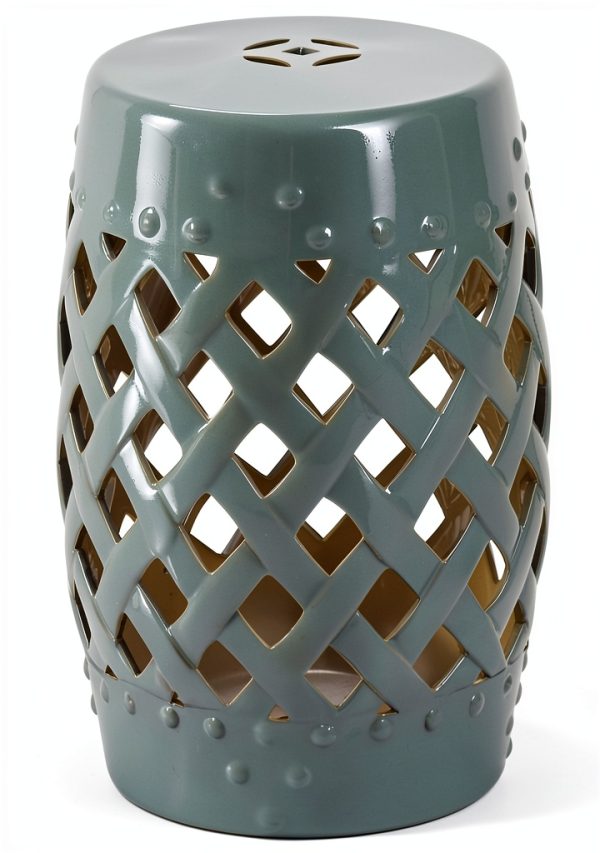 Ceramic Garden Stool Outsunny 13x18 Green Decorative Outdoor Stool-0
