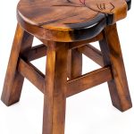 Sea Island Imports Sleepy Kitty Carved Acacia Hardwood Short Stool-0