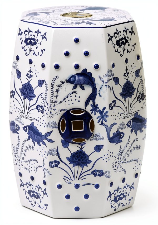 Safavieh Castle Gardens Glazed Ceramic Blue Cloud 9 Garden Stool-0
