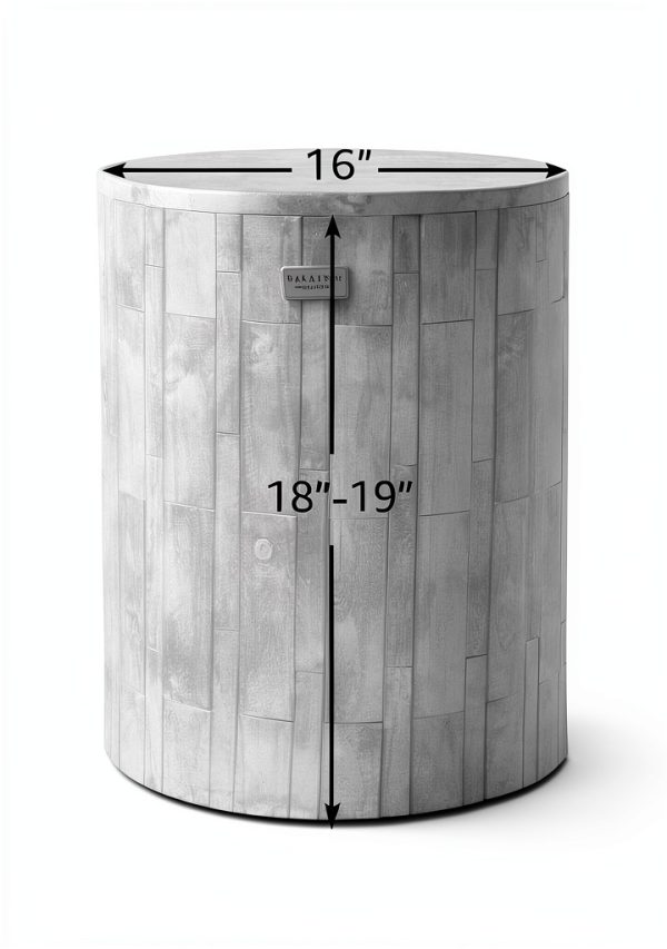 Balkene Home Elyse Round Rustic Garden Stool Wood Outdoor Furniture-2