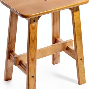 Lestar Solid Wood Stool, Small Wooden Stool Rectangle, Vanity Stool for Living Room Bathroom-0
