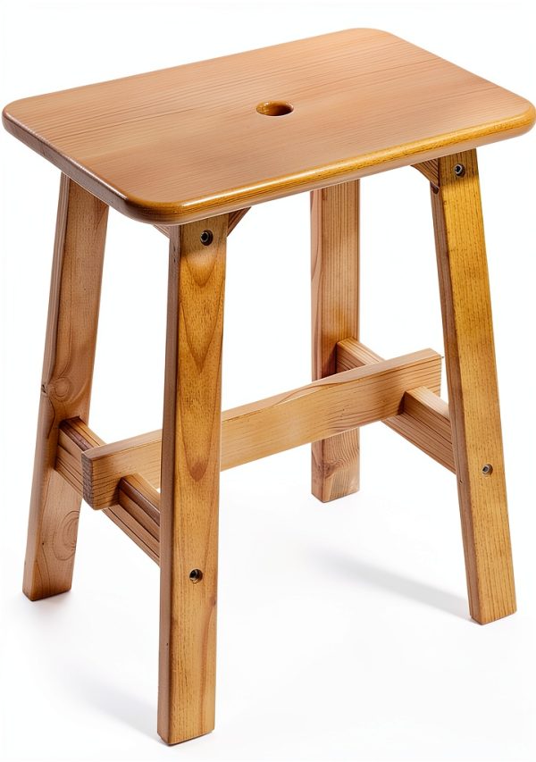 Lestar Solid Wood Stool, Small Wooden Stool Rectangle, Vanity Stool for Living Room Bathroom-0