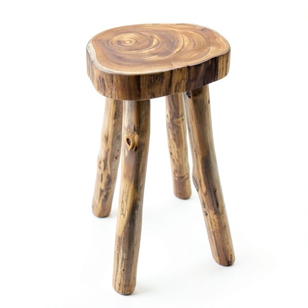 Teak Wooden Stool Side Table Sandstone & Sage Live Edge 18" Tall-0
