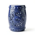 Maykoosh Tribal Treasures Garden Stool Navy Solid Ceramic 12" Depth-0