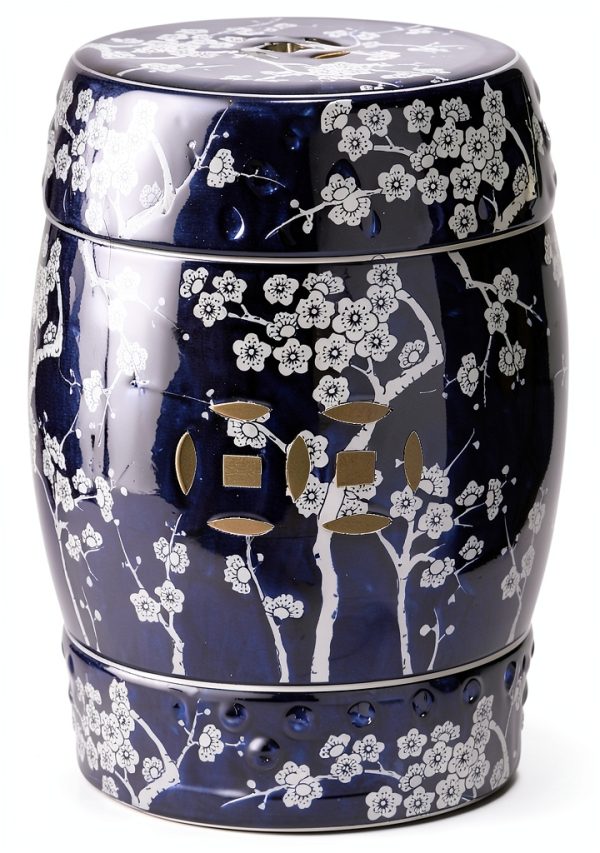 Safavieh Ceramic Garden Stool Dark Blue 13x13x18 Decorative-0