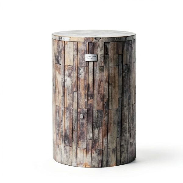 Balkene Home Elyse Round Rustic Garden Stool Wood Outdoor Furniture-7