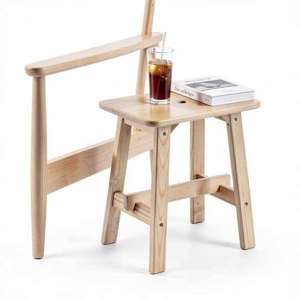 Lestar Solid Wood Stool, Small Wooden Stool Rectangle, Vanity Stool for Living Room Bathroom-6