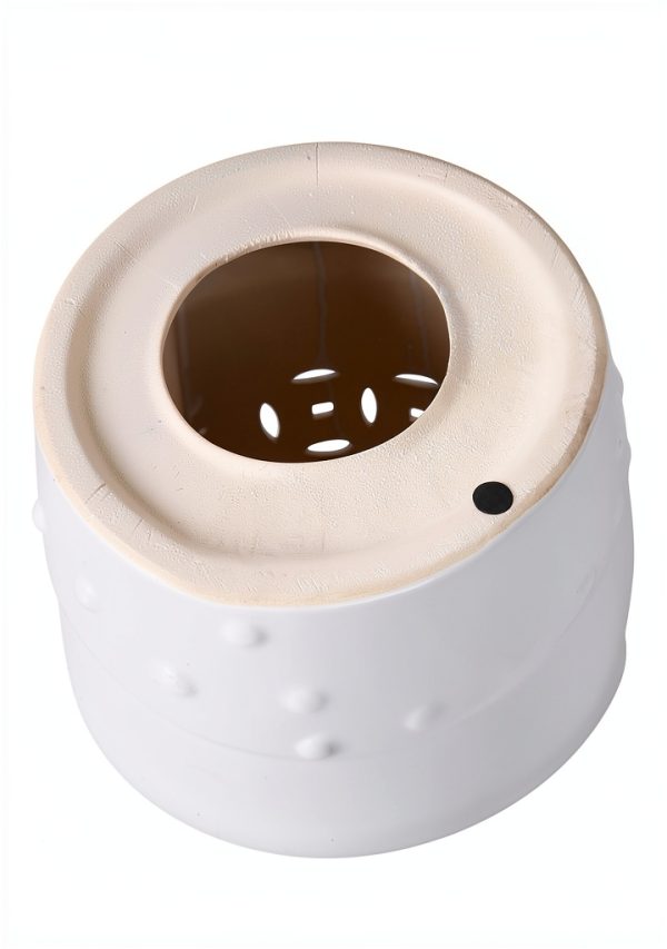 Balkene Home 63612 Double Medallion Ceramic Indoor Outdoor Garden Stool Table Perfect As Plant Pedestals, Side Tables or Flexible Seating Constructed of Fired Porcelain Ceramic - Optic White-4