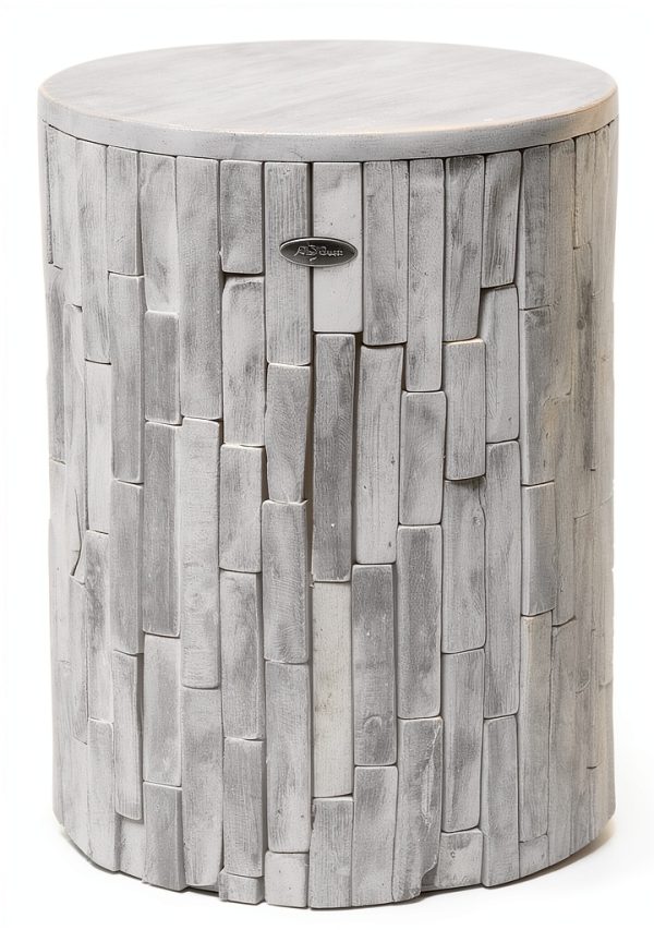 Balkene Home Elyse Round Rustic Garden Stool Wood Outdoor Furniture-6