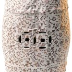 Safavieh Flower and Vine Ceramic Garden Stool White Charcoal-0