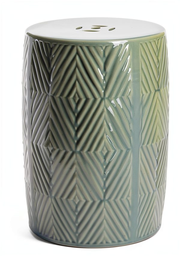 Safavieh Light Blue Ceramic Garden Stool 18in Indoor Outdoor Table-1