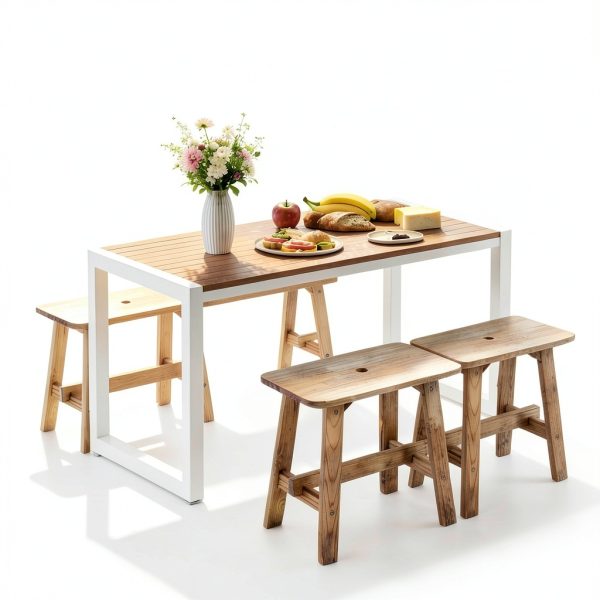 Lestar Solid Wood Stool, Small Wooden Stool Rectangle, Vanity Stool for Living Room Bathroom-1