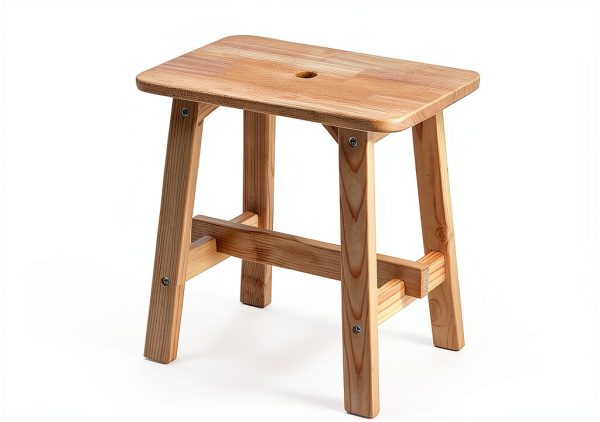Lestar Solid Wood Stool, Small Wooden Stool Rectangle, Vanity Stool for Living Room Bathroom-2