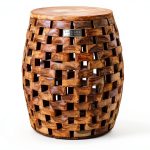 Garden Stool Balkene Home Maya Oval Rustic Wood End Table 16x16x19-0