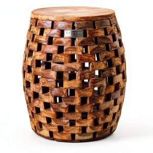 Garden Stool Balkene Home Maya Oval Rustic Wood End Table 16x16x19-0