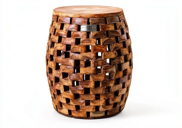 Garden Stool Balkene Home Maya Oval Rustic Wood End Table 16x16x19-0