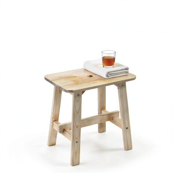 Lestar Solid Wood Stool, Small Wooden Stool Rectangle, Vanity Stool for Living Room Bathroom-5