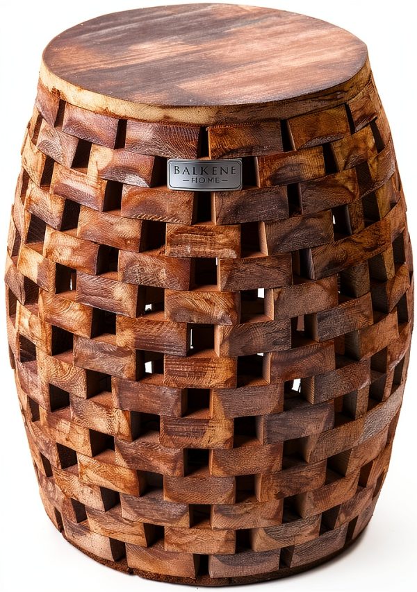 Garden Stool Balkene Home Maya Oval Rustic Wood End Table 16x16x19-6