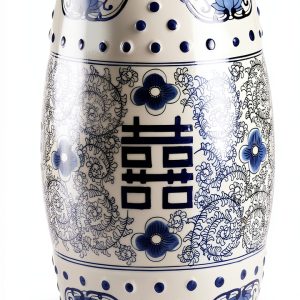 Garden Stool JONATHAN Y TBL1013A 18in Blue/White Chinoiserie Ceramic-0