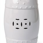 Balkene Home 63612 Double Medallion Ceramic Indoor Outdoor Garden Stool Table Perfect As Plant Pedestals, Side Tables or Flexible Seating Constructed of Fired Porcelain Ceramic - Optic White-0