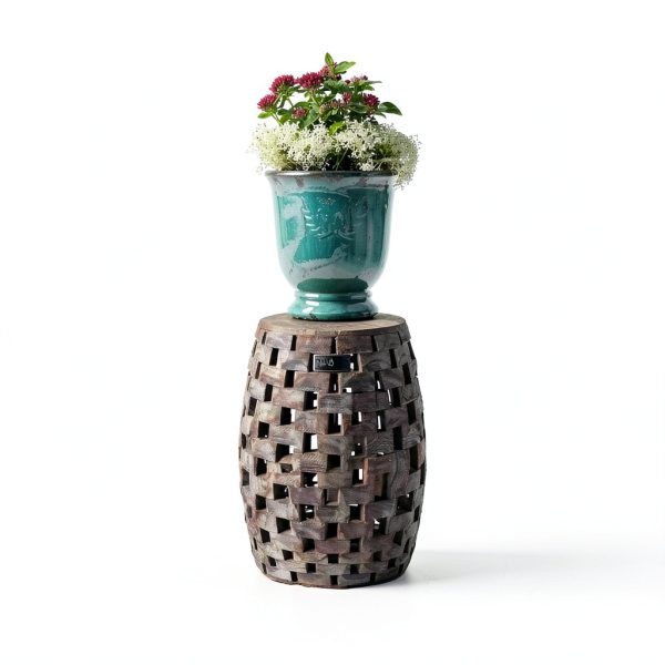 Garden Stool Balkene Home Maya Oval Rustic Wood End Table 16x16x19-5