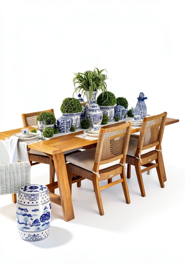 Safavieh Castle Gardens Collection Glazed Ceramic Blue Gateless Mist Chinoiserie Garden Stool-1