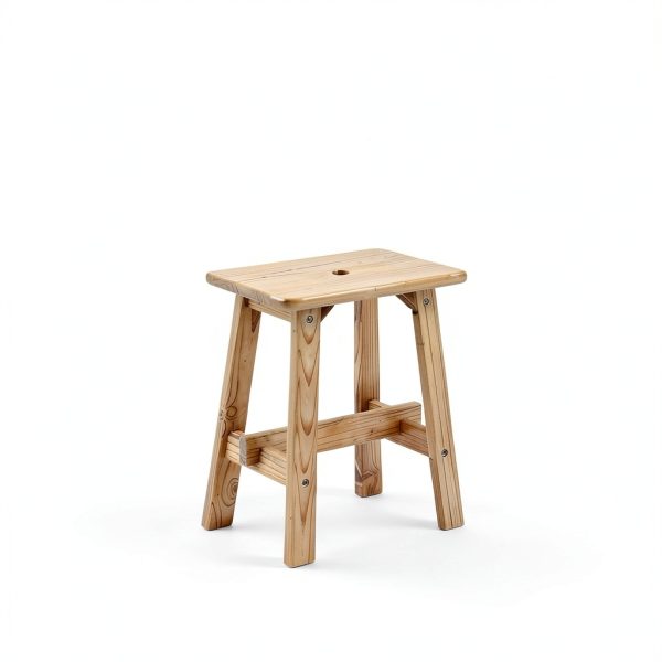 Lestar Solid Wood Stool, Small Wooden Stool Rectangle, Vanity Stool for Living Room Bathroom-4