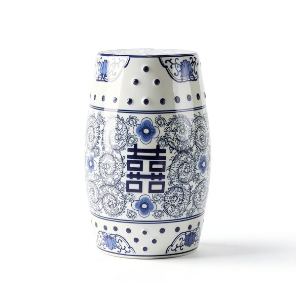 Garden Stool JONATHAN Y TBL1013A 18in Blue/White Chinoiserie Ceramic-6