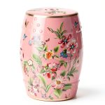Decorative Ceramic Garden Stool WAINGHS Drum Table Pink Butterfly A-0
