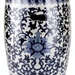 Asian Style Stool A&B Home Blue White Glazed Porcelain 11x11x16 Indoor-0