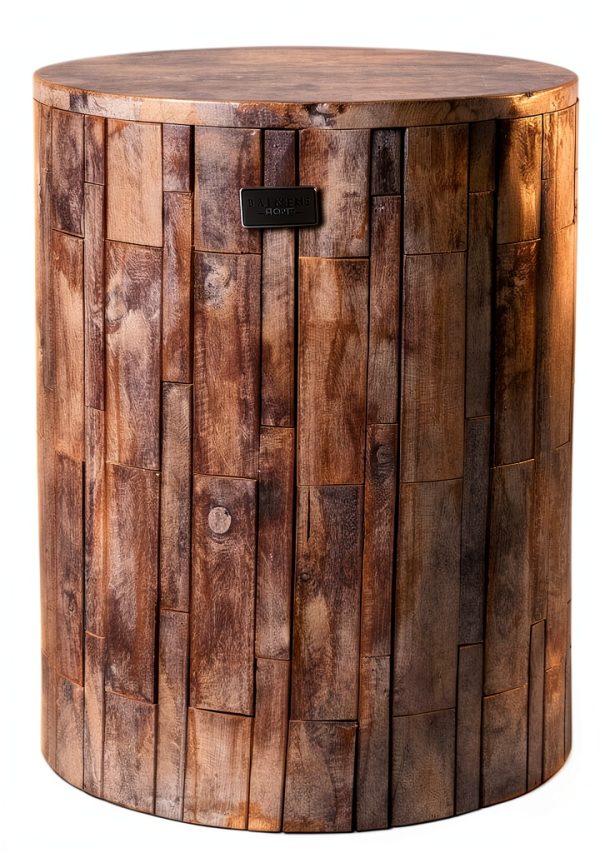 Balkene Home Elyse Round Rustic Garden Stool Wood Outdoor Furniture-0