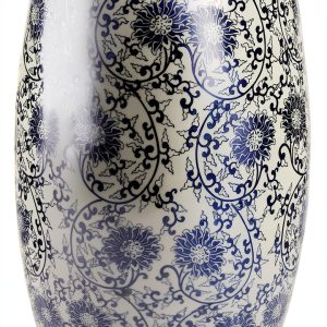 Lotus Blossom Ceramic Garden Stool by JONATHAN Y 17.5 inch Blue White-0