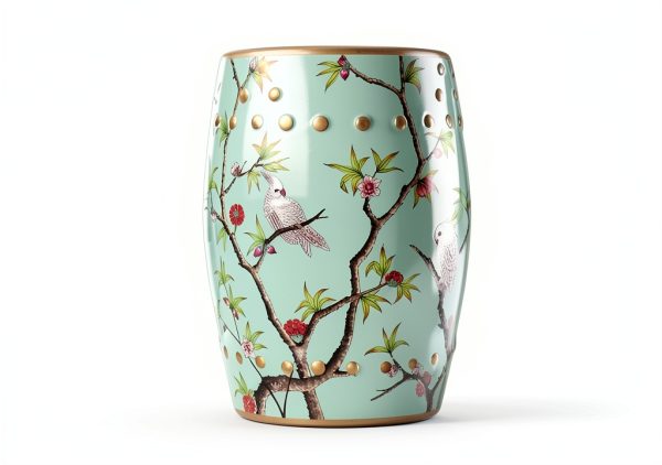 Decorative Ceramic Garden Stool WAINGHS Drum Table Pink Butterfly A-1
