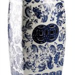 JONATHAN Y TBL1011A Floral Vine 18.5" Chinoiserie Ceramice Square Indoor/Outdoor Garden Stool Bohemian, Coastal, Classic, Cottage, French Country, Traditional, Bathroom, Garden Room, Patio, Blue/White-0